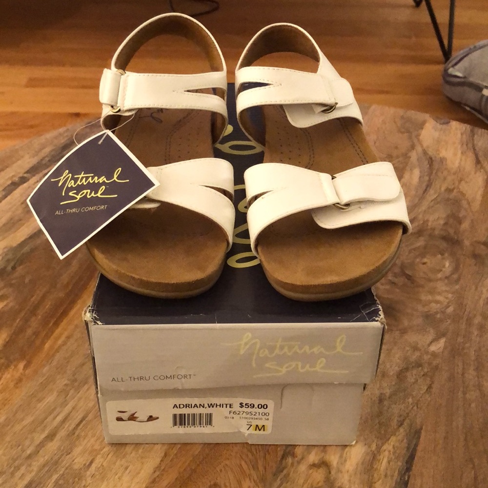Brand new Natural Soul white sandals!